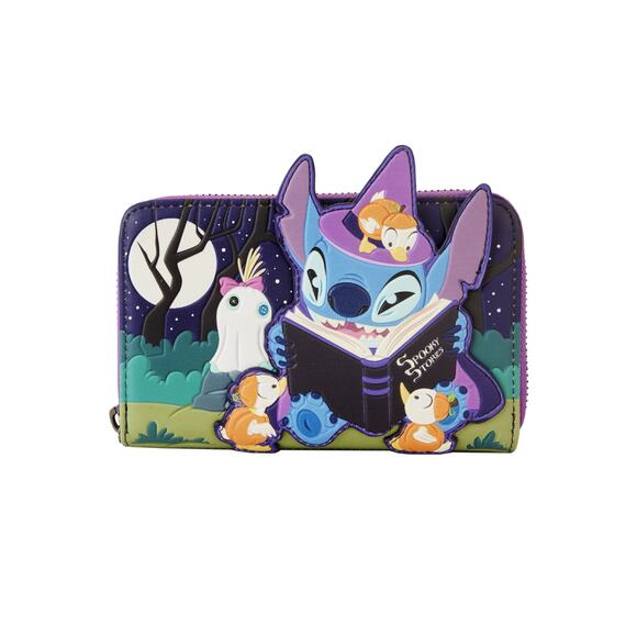 Loungefly Disney Stitch Spooky Stories Halloween Glow Backpack & Wallet Set New - Picture 16 of 16